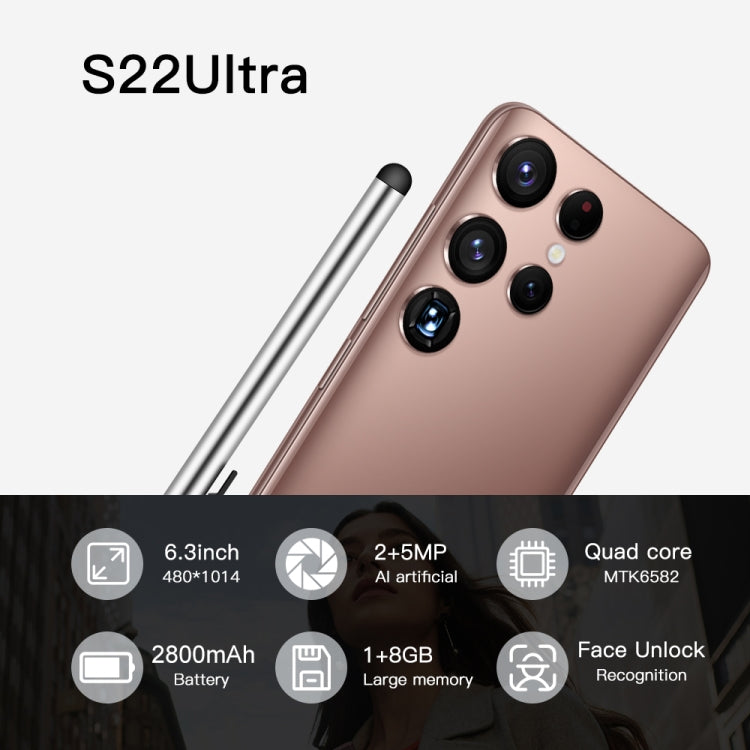 S22 Ultra 5G N10, 1GB+8GB, 6.3 inch Waterdrop Screen, Face Identification, Android 6.0 MTK6582 Quad Core, Network: 3G(Gold) - by buy2fix | Online Shopping UK | buy2fix