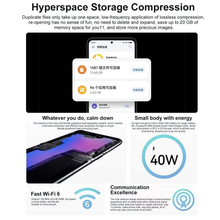HUAWEI Pocket S 128GB BAL-AL60, 40MP Camera, China Version, Dual Back Cameras, Side Fingerprint Identification, 6.9 inch + 1.04 inch HarmonyOS 3.0 Snapdragon 778G Octa Core up to 2.42GHz, Network: 4G, OTG, NFC, Not Support Google Play(Mint Green) by Huawei