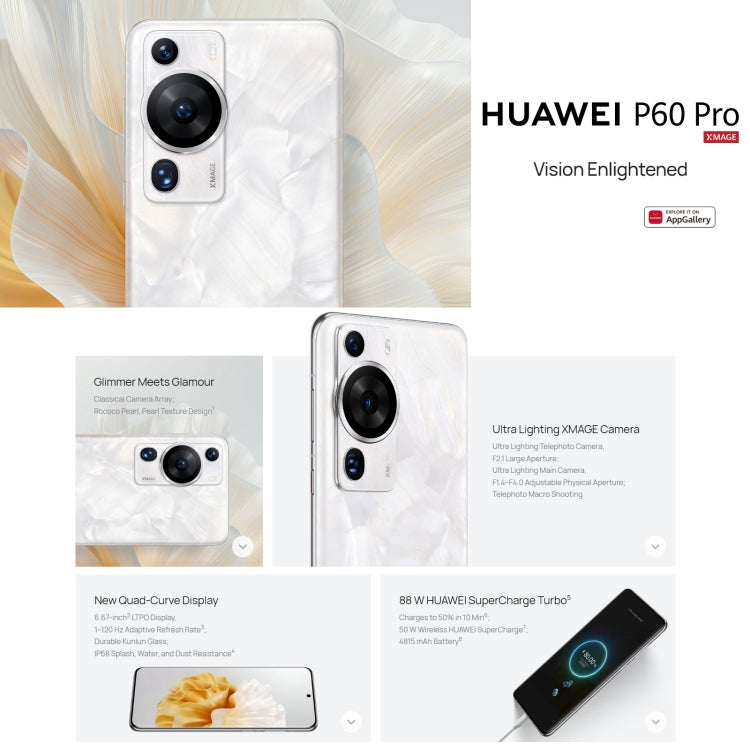 HUAWEI P60 Pro MNA-AL00, 12GB+256GB, 48MP Camera, China Version, Triple Back Cameras, In-screen Fingerprint Identification, 6.67 inch HarmonyOS 3.1 Qualcomm Snapdragon 8+ 4G Octa Core up to 3.2GHz, Network: 4G, OTG, NFC, Not Support Google Play(Black) - Huawei Mate & P by Huawei | Online Shopping UK | buy2fix