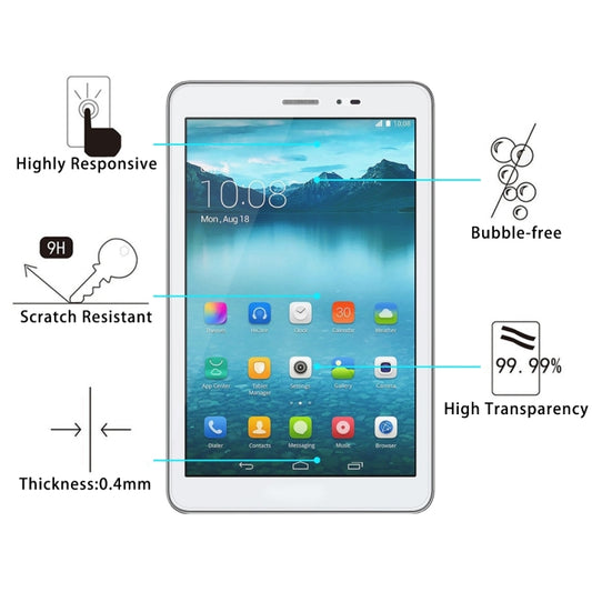 8 inch Universal 0.4mm 9H Surface Hardness Tempered Glass Screen Protector by buy2fix