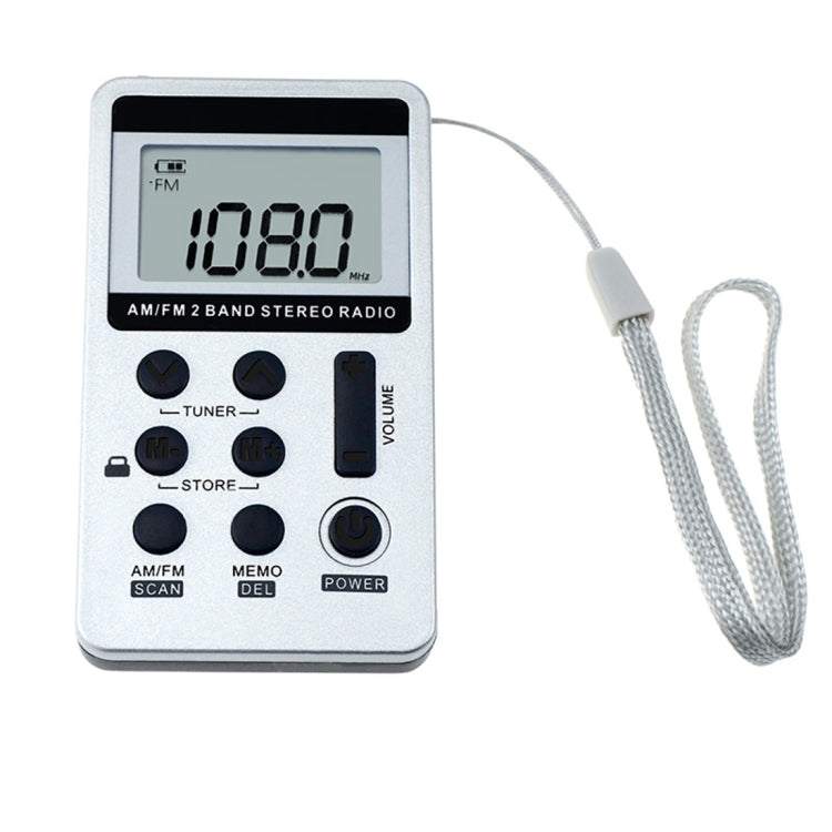 Portable AM / FM Two Bands Rechargeable Stereo Radio Mini Receiver with & LCD Screen & Earphone Jack & Lanyard (White) - Radio Player by buy2fix | Online Shopping UK | buy2fix