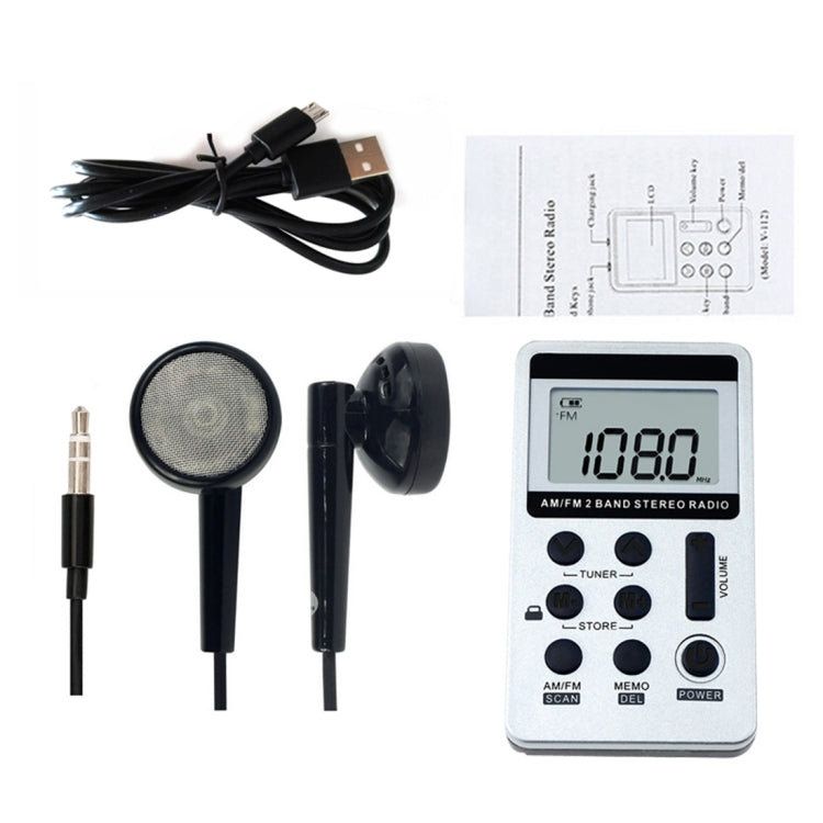 Portable AM / FM Two Bands Rechargeable Stereo Radio Mini Receiver with & LCD Screen & Earphone Jack & Lanyard (White) - Radio Player by buy2fix | Online Shopping UK | buy2fix