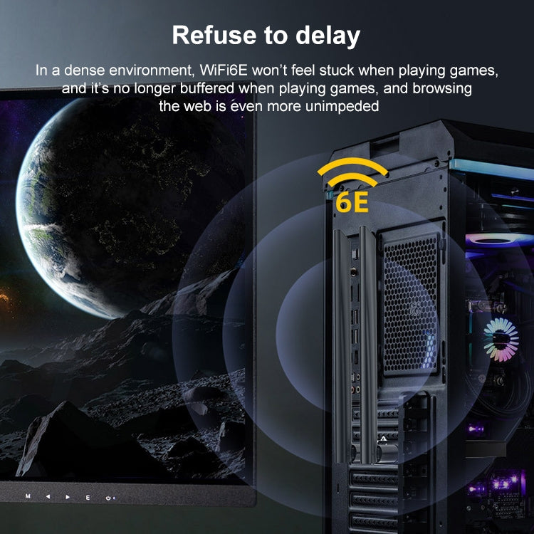 COMFAST CF-AX210 PRO 5374Mbps Tri-band + Bluetooth 5.2 Wireless WiFi6E PCI-E Network Card with Heat Sink by COMFAST