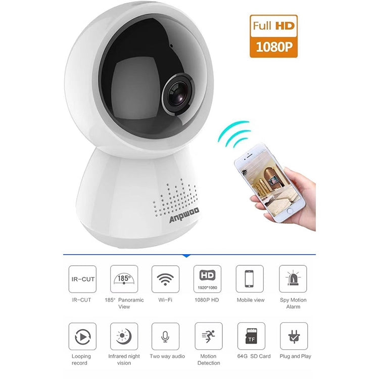 Anpwoo AP005 2.0MP 1080P 1/2.7 inch CMOS HD WiFi IP Camera, Support Motion Detection / Night Vision(White) - Wireless Camera by Anpwoo | Online Shopping UK | buy2fix