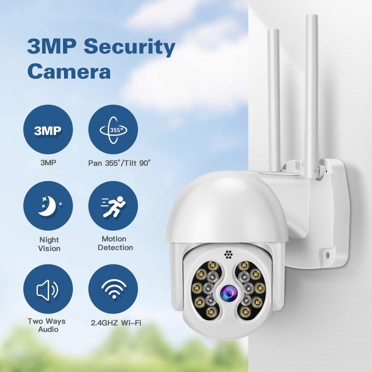 Tuya QX56 3.0 Million Pixels IP66 Waterproof 2.4G Wireless IP Camera, Support Amazon Alexa & Google Home & Motion Detection & Two-way Audio & Full Color Night Vision & TF Card, US Plug - Dome Camera by buy2fix | Online Shopping UK | buy2fix