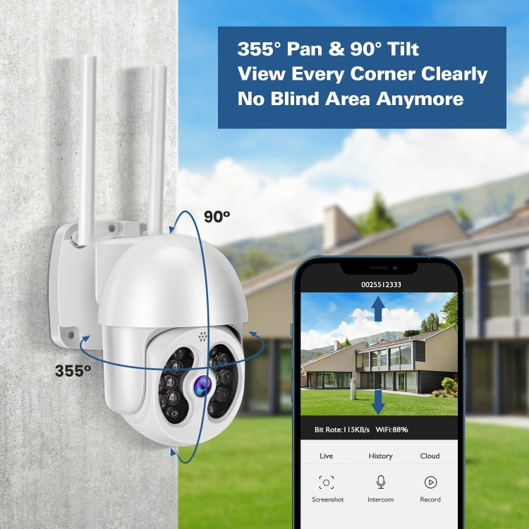 Tuya QX56 3.0 Million Pixels IP66 Waterproof 2.4G Wireless IP Camera, Support Amazon Alexa & Google Home & Motion Detection & Two-way Audio & Full Color Night Vision & TF Card, US Plug - Dome Camera by buy2fix | Online Shopping UK | buy2fix