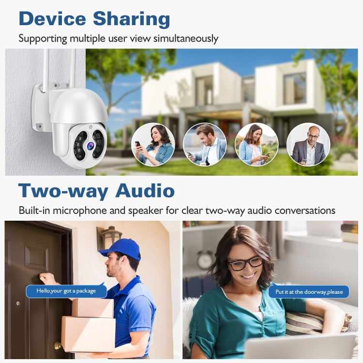 Tuya QX56 3.0 Million Pixels IP66 Waterproof 2.4G Wireless IP Camera, Support Amazon Alexa & Google Home & Motion Detection & Two-way Audio & Full Color Night Vision & TF Card, US Plug - Dome Camera by buy2fix | Online Shopping UK | buy2fix