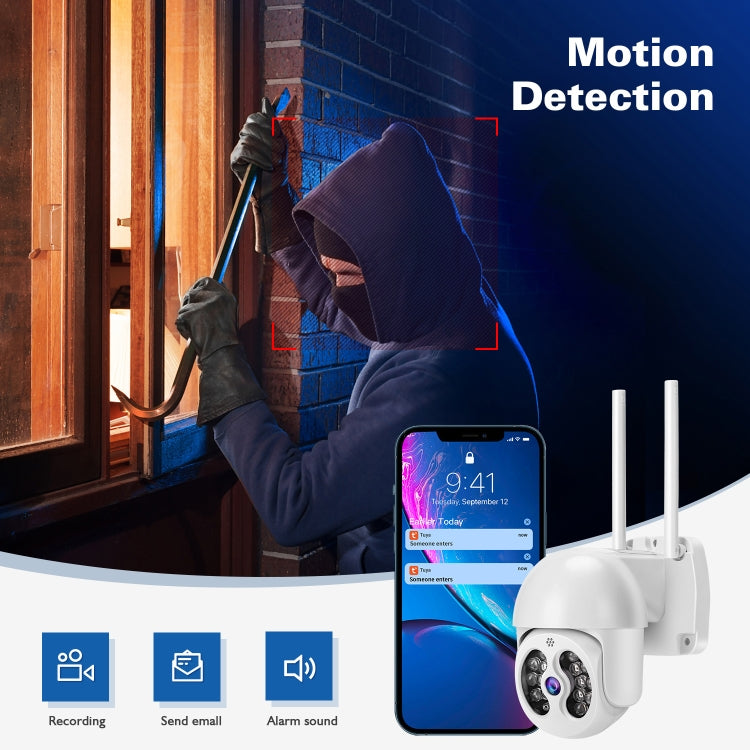 Tuya QX56 3.0 Million Pixels IP66 Waterproof 2.4G Wireless IP Camera, Support Amazon Alexa & Google Home & Motion Detection & Two-way Audio & Full Color Night Vision & TF Card, US Plug - Dome Camera by buy2fix | Online Shopping UK | buy2fix