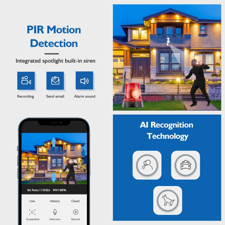 DP17 2.0 Million Pixels Single Light Source Smart Dual-band WiFi 1080P HD Outdoor Network Light Bulb Camera, Support Infrared Night Vision & Two-way Audio & Motion Detection & TF Card - Light Bulb Camera by buy2fix | Online Shopping UK | buy2fix