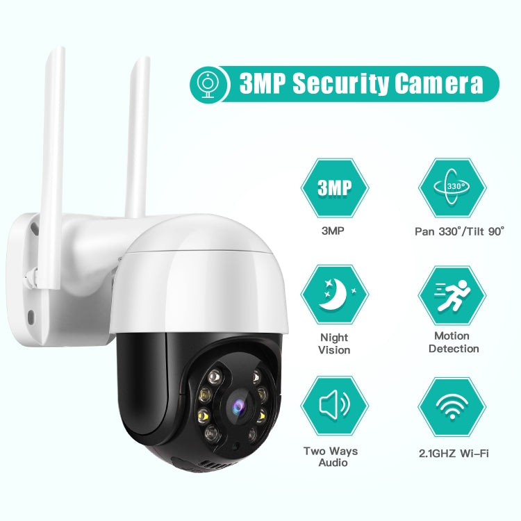QX29 3.0MP HD WiFi IP Camera, Support Night Vision & Motion Detection & Two Way Audio & TF Card, AU Plug - Wireless Camera by buy2fix | Online Shopping UK | buy2fix