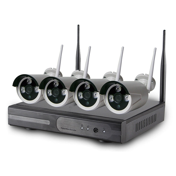 4CH HD 720P 1.0 Mega Pixel 2.4GHz WiFi IP Bullet Camera + NVR Kit - Video Recorder Kit by buy2fix | Online Shopping UK | buy2fix