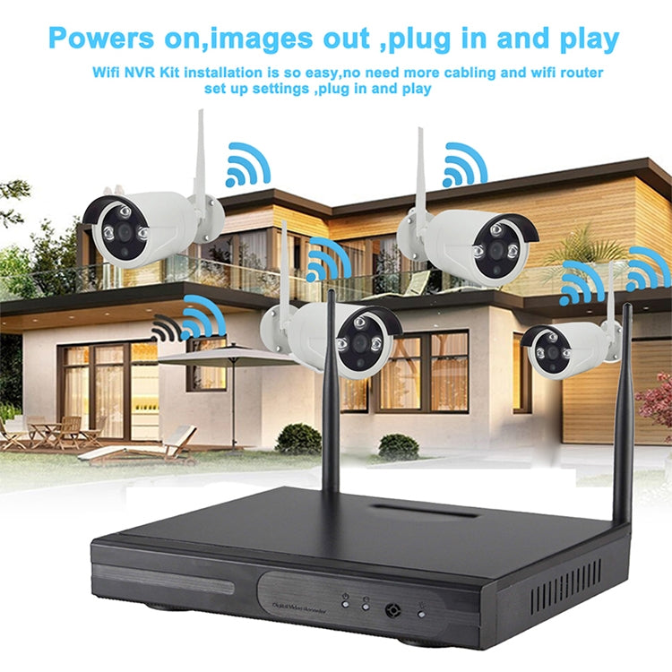 4CH HD 720P 1.0 Mega Pixel 2.4GHz WiFi IP Bullet Camera + NVR Kit - Video Recorder Kit by buy2fix | Online Shopping UK | buy2fix