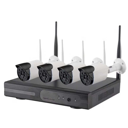 4CH HD 720P 1.0 Mega Pixel 2.4GHz WiFi IP Bullet Camera + NVR Kit by buy2fix