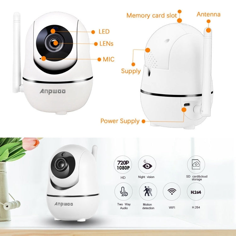 Anpwoo YT008 720P HD WiFi IP Camera, Support Motion Detection & Infrared Night Vision & SD Card(Max 32GB)(White) - Wireless Camera by Anpwoo | Online Shopping UK | buy2fix