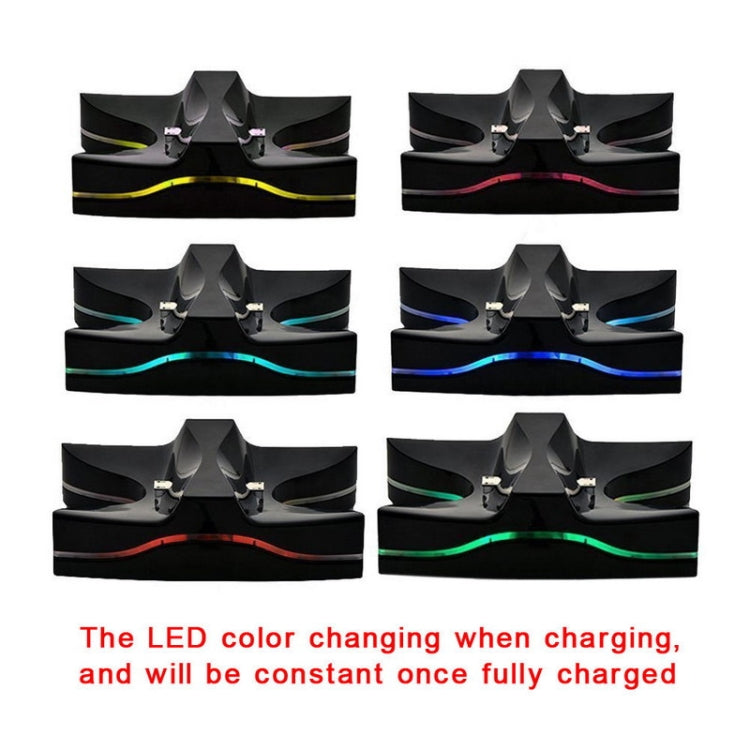 Special UFO Shape 2 x USB Charging Dock Station Stand / Controller Charging Stand for PS4 Playstation 4 with Multi Colors LED(Black) - Charger & Power by buy2fix | Online Shopping UK | buy2fix