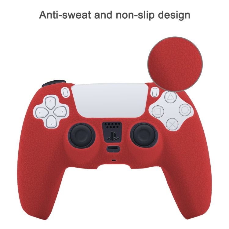 Leather Texture Silicone Protective Case For PS5(Red) - Cases by buy2fix | Online Shopping UK | buy2fix