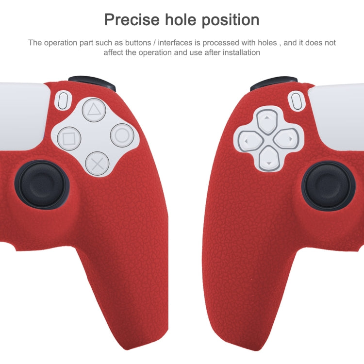 Leather Texture Silicone Protective Case For PS5(Red) - Cases by buy2fix | Online Shopping UK | buy2fix