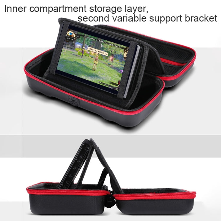Portable EVA Storage Bag Protective Case Handbag with Holder Function for Nintendo Switch Console, Size: 26x12.5x7cm(Black Red) by buy2fix