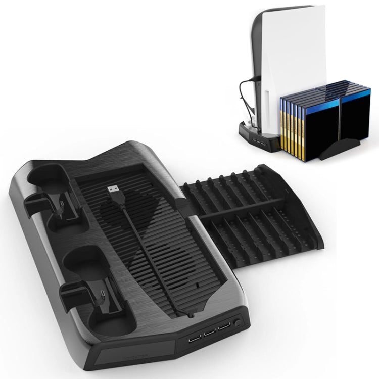 KJH P5-010-2 Multi-function Charging Cooling Fan Base with Storage Tray Bracket For PS5 De / UHD - Charger & Power by buy2fix | Online Shopping UK | buy2fix