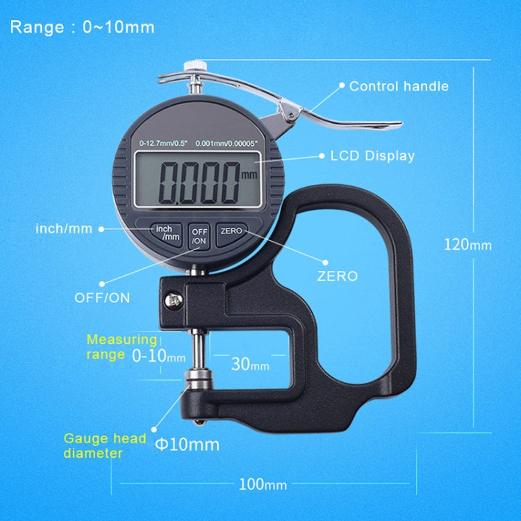 0-10mm Range Digital Display Micrometer Thickness Gauge - Coating Thickness Gauge by buy2fix | Online Shopping UK | buy2fix
