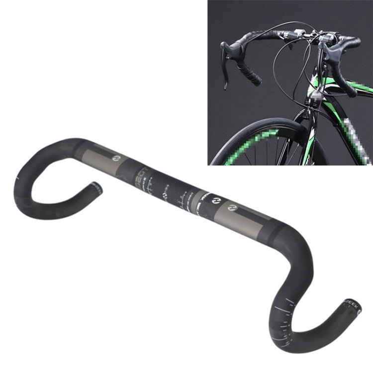 TOSEEK Full Carbon Fiber Road Bike Bent Handlebar Groove Outside Line Handle, Size: 440mm (UD Black) - Bicycle Grips by buy2fix | Online Shopping UK | buy2fix
