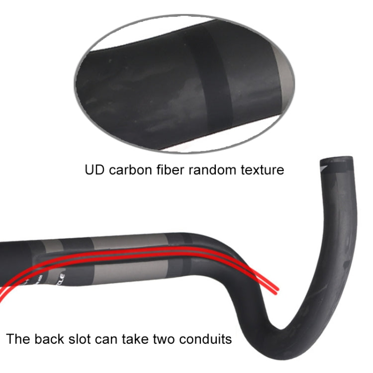 TOSEEK Full Carbon Fiber Road Bike Bent Handlebar Groove Outside Line Handle, Size: 440mm (UD Black) - Bicycle Grips by buy2fix | Online Shopping UK | buy2fix