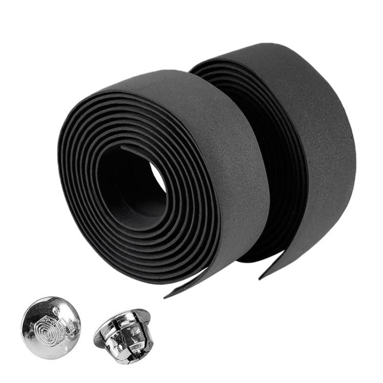 1 Pair Cycling Road Bike Sports Bicycle Cork Handlebar Tape Wrap + 2 Bar Plug(Black) - Bicycle Grips by buy2fix | Online Shopping UK | buy2fix