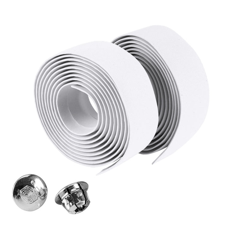 1 Pair Cycling Road Bike Sports Bicycle Cork Handlebar Tape Wrap + 2 Bar Plug(White) - Bicycle Grips by buy2fix | Online Shopping UK | buy2fix