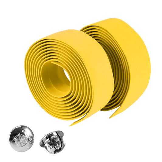 1 Pair Cycling Road Bike Sports Bicycle Cork Handlebar Tape Wrap + 2 Bar Plug(Yellow) - Bicycle Grips by buy2fix | Online Shopping UK | buy2fix