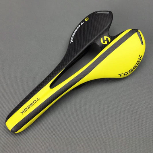 TOSEEK Road Bike Carbon Fiber Seat Bicycle Hollow Seat Saddle, 3K Texture + Extinction(Yellow) by TOSEEK