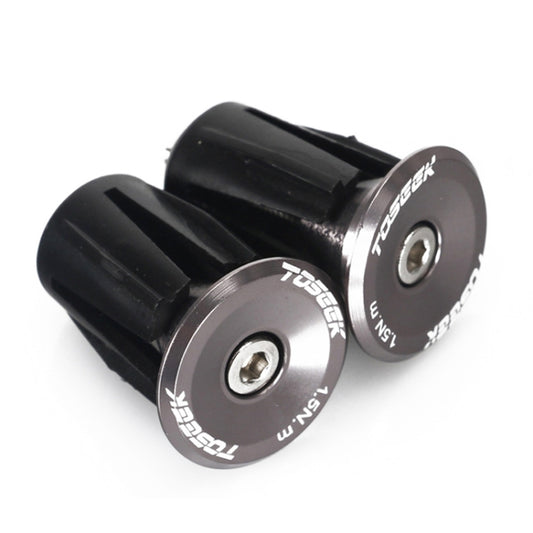 TOSEEK 1 Pair Mountain Bike Handlebar Grips Caps End Plug Aluminum Alloy Bicycle Bar Ends Plug (Grey) by TOSEEK