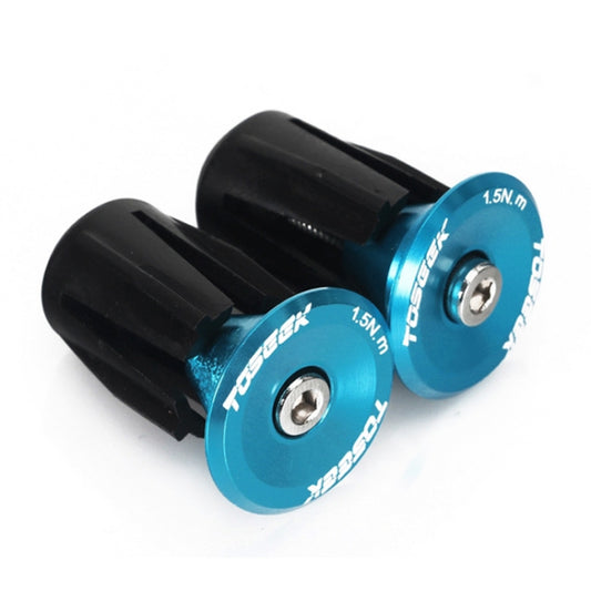 TOSEEK 1 Pair Mountain Bike Handlebar Grips Caps End Plug Aluminum Alloy Bicycle Bar Ends Plug (Blue) by TOSEEK