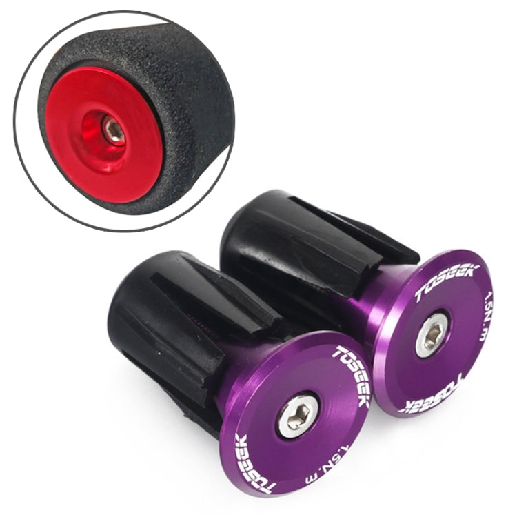 TOSEEK 1 Pair Mountain Bike Handlebar Grips Caps End Plug Aluminum Alloy Bicycle Bar Ends Plug (Purple) - Bicycle Grips by TOSEEK | Online Shopping UK | buy2fix