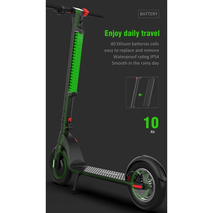 X8 Outdoor Waterproof Foldable Electric Scooter with 10 inch Vacuum Tires & LCD Display & LED Lights & 10AH Lithium Battery, Load-bearing: 20-100kg (Black) - Electric Scooters by buy2fix | Online Shopping UK | buy2fix
