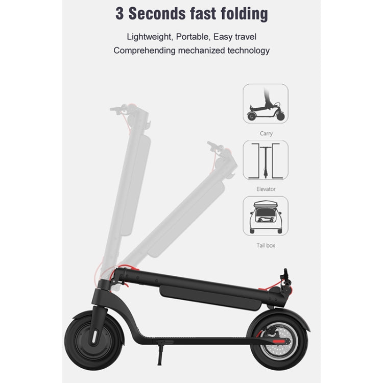X8 Outdoor Waterproof Foldable Electric Scooter with 10 inch Vacuum Tires & LCD Display & LED Lights & 10AH Lithium Battery, Load-bearing: 20-100kg (Black) - Electric Scooters by buy2fix | Online Shopping UK | buy2fix