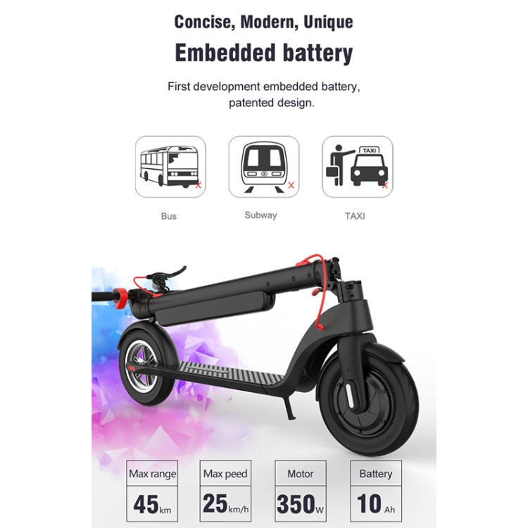 X8 Outdoor Waterproof Foldable Electric Scooter with 10 inch Vacuum Tires & LCD Display & LED Lights & 10AH Lithium Battery, Load-bearing: 20-100kg (Black) - Electric Scooters by buy2fix | Online Shopping UK | buy2fix