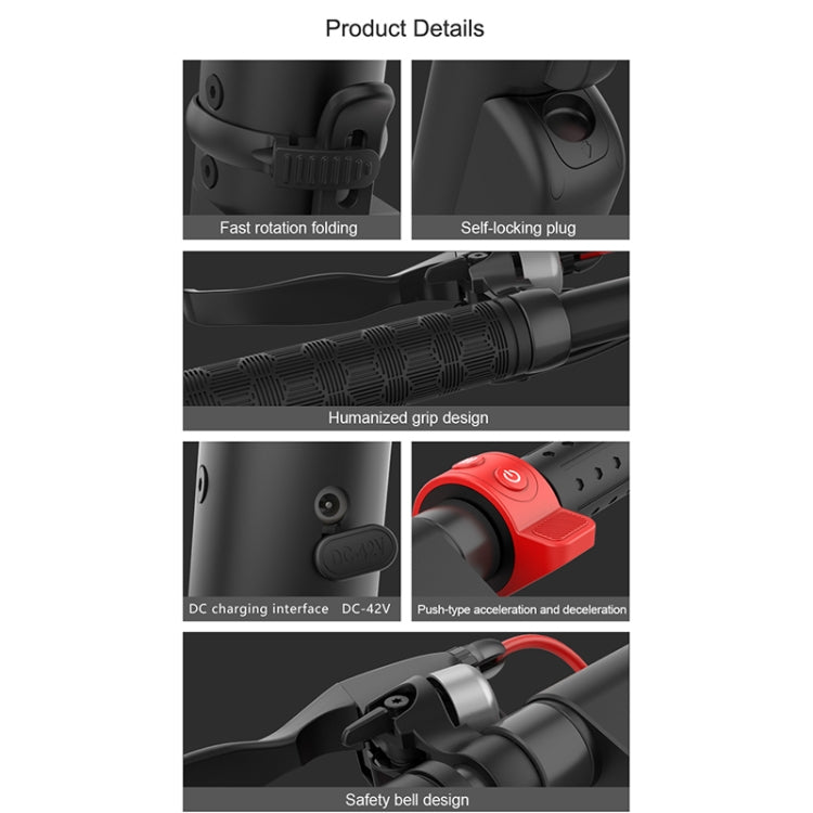 X8 Outdoor Waterproof Foldable Electric Scooter with 10 inch Vacuum Tires & LCD Display & LED Lights & 10AH Lithium Battery, Load-bearing: 20-100kg (Black) - Electric Scooters by buy2fix | Online Shopping UK | buy2fix