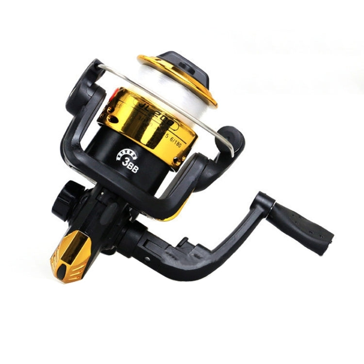JL200 Plating Plastic 3 Ball Bearings Handle Fishing Spinning Reel with Transparent Lines(Gold) - Outdoor & Sports by buy2fix | Online Shopping UK | buy2fix