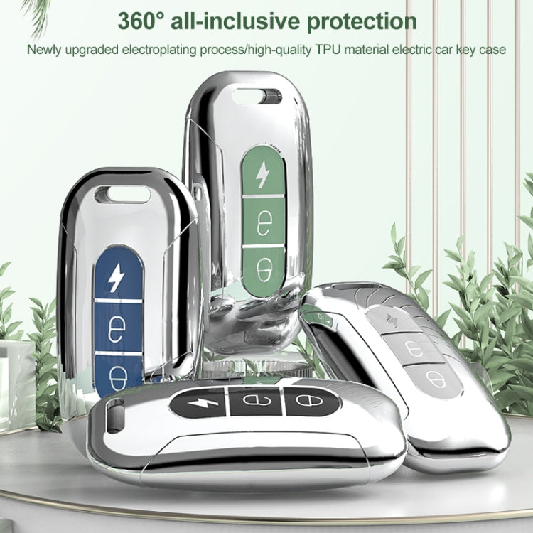 Electric Vehicle Key Electroplated TPU Case For AIMA C (White) - Car Key Cases by buy2fix | Online Shopping UK | buy2fix