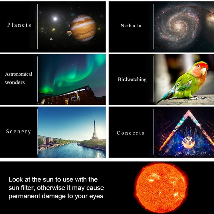 WR852-3 16x/66x70 High Definition High Times Astronomical Telescope with Tripod & Phone Fixing Clip & Moon Filter(White) by buy2fix