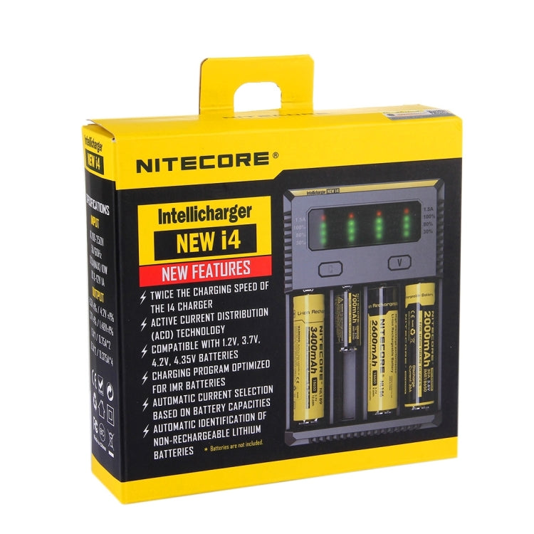 Nitecore NEW i4 Intelligent Digi Smart Charger with LED Indicator for 14500, 16340 (RCR123), 18650, 22650, 26650, Ni-MH and Ni-Cd (AA, AAA) Battery - Charger & Converter by buy2fix | Online Shopping UK | buy2fix