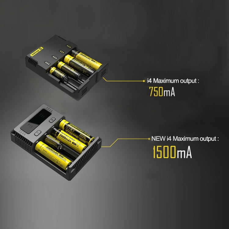 Nitecore NEW i4 Intelligent Digi Smart Charger with LED Indicator for 14500, 16340 (RCR123), 18650, 22650, 26650, Ni-MH and Ni-Cd (AA, AAA) Battery - Charger & Converter by buy2fix | Online Shopping UK | buy2fix