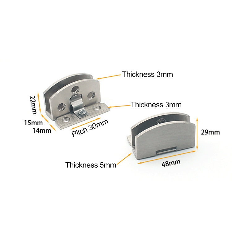 Open Hole Free Brushed Surface Glass Hinge, Size: S, 3-7mm - Furniture Accessories by buy2fix | Online Shopping UK | buy2fix