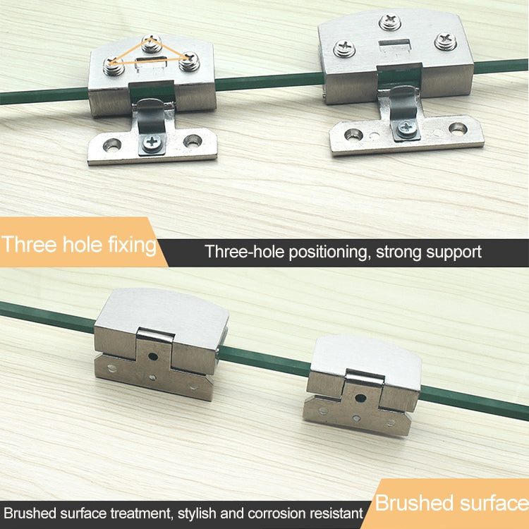 Open Hole Free Brushed Surface Glass Hinge, Size: S, 3-7mm - Furniture Accessories by buy2fix | Online Shopping UK | buy2fix