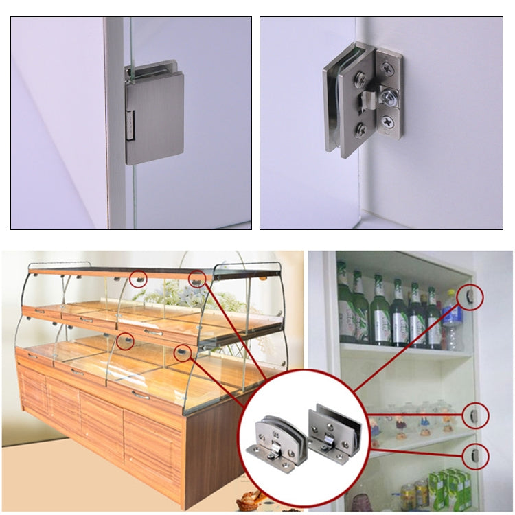 Open Hole Free Brushed Surface Glass Hinge, Size: S, 3-7mm - Furniture Accessories by buy2fix | Online Shopping UK | buy2fix