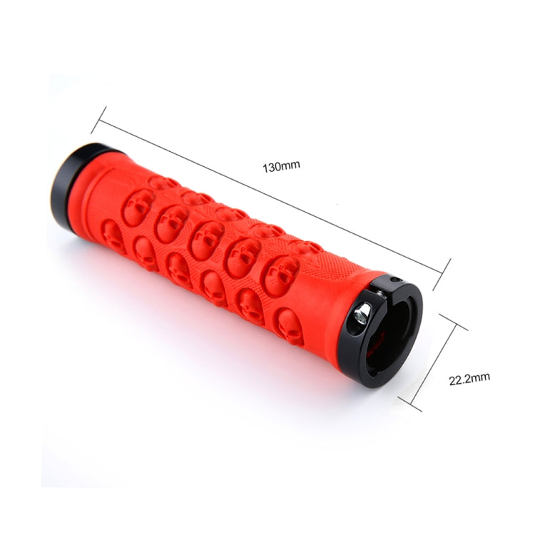 1 Pair AG23 Skull Style Bicycle MTB Bike Lock-on Rubber Handlebar Grips(Red) - Bicycle Grips by buy2fix | Online Shopping UK | buy2fix