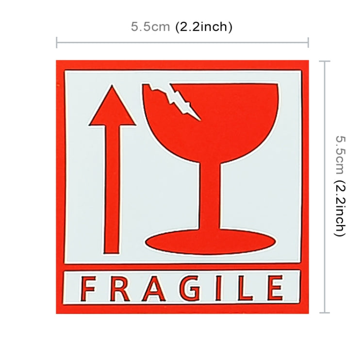1000 PCS Self-adhesive English Warning Sticker Fragile Label, Size: 5.5x5.5cm - Printer Paper & Stickers by buy2fix | Online Shopping UK | buy2fix