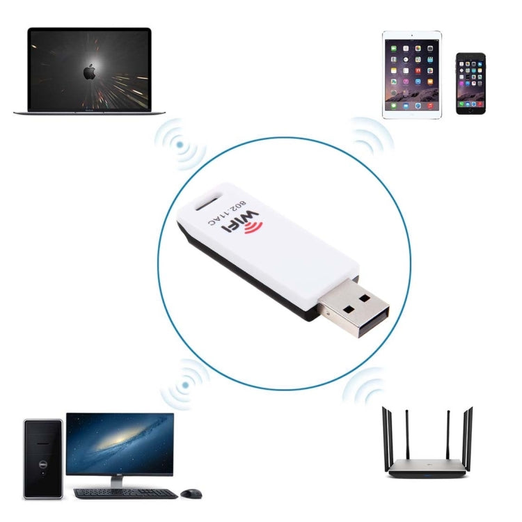 2.4GHz / 5GHz Dual-Band Support 802.11ac USB WiFi Wireless Adapter by buy2fix