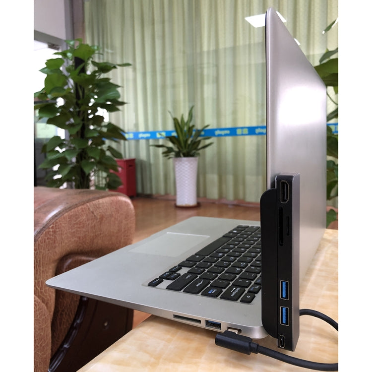 AD-065 6 in 1 USB-C / Type-C to 4K HDMI + SD / TF Card Slot + Type-C + 2 USB 3.0 Back Clip Style Multifunctional Docking Station HUB by buy2fix