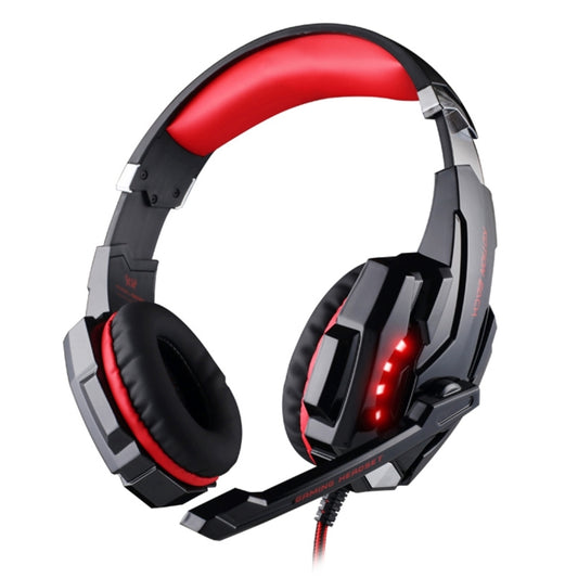 KOTION EACH G9000 3.5mm Game Gaming Headphone Headset Earphone Headband with Microphone LED Light for Laptop / Tablet / Mobile Phones,Cable Length: About 2.2m(Black Red) by KOTION EACH